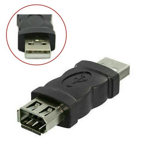 Firewire IEEE 1394 6-Pin Female F to USB M Male Adapter Converter Joiner Plug PC