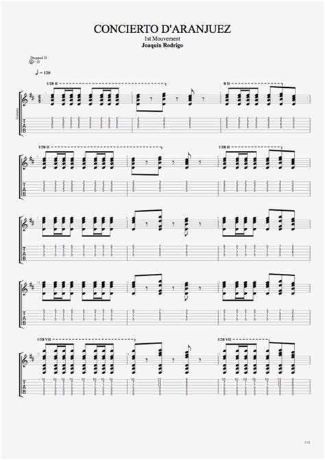 Concierto de Aranjuez 1st Movement by Joaquín Rodrigo - Full Score Guitar Pro Tab | mySongBook.com