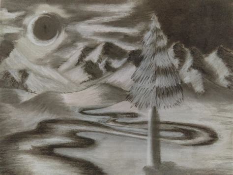 Charcoal Mountain Scene by MelodicNonsense on DeviantArt