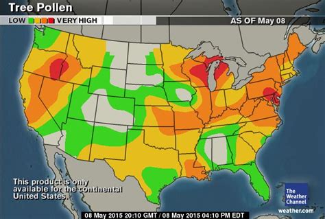 Pollen Map USA | Printable Map Of USA