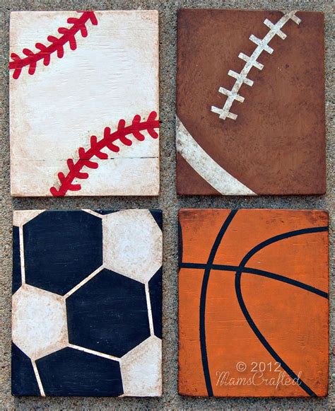 Vintage Sports Rectangular Set of Four 4 Weathered Wood - Etsy | Easy canvas painting, Sports ...