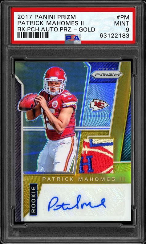 2017 Panini Prizm Rookie Patch Autograph Prizm Patrick Mahomes Ii Gold ...