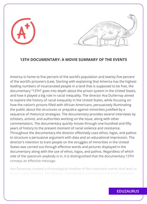 13th Documentary: A Movie Summary Of The Events - Free Essay Example | EduZaurus