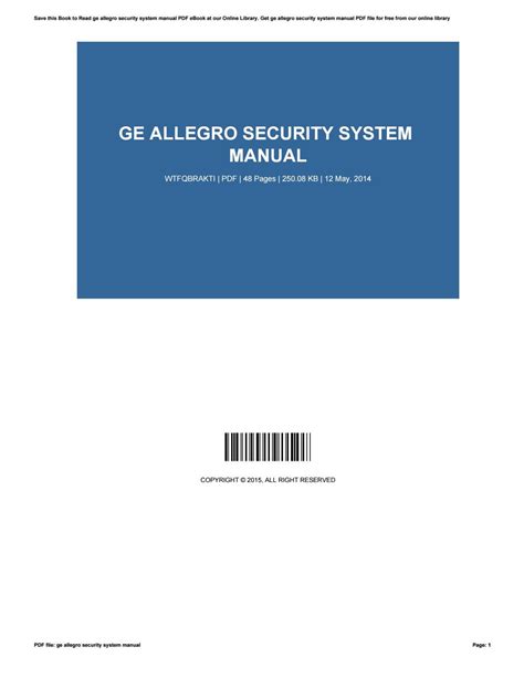 Ge allegro security system manual by lordsofts66 - Issuu