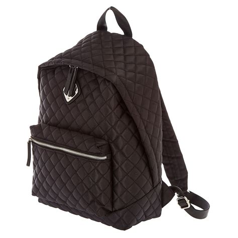 Black Quilted Oversized Backpack | Claire's US