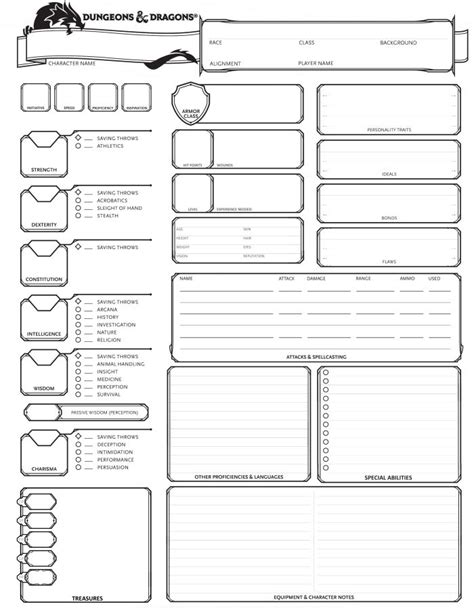 Dungeons And Dragons Printable Sheets