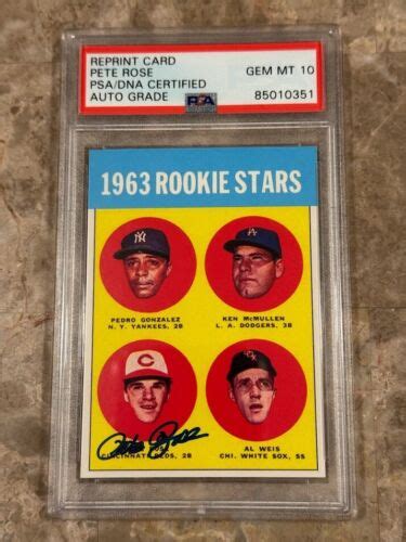 Pete Rose Signed 1963 Topps Rookie Reprint Card PSA GRADED Slabbed Auto ...