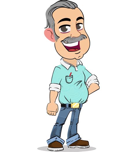 Simple Style cartoon of a Elderly Man with Mustache | GraphicMama