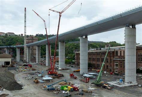 deck of renzo piano's genoa bridge completes in italy