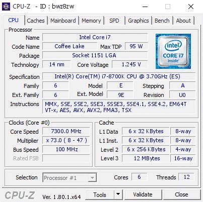 Intel Core i7-8700K Hits 7.3GHz On All Cores | ThinkComputers.org