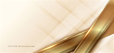 Abstract 3D cream and gold luxury geometric diagonal overlapping shiny background with lines ...