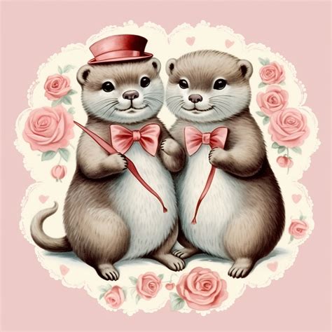 Valentine Otter Art Print Free Stock Photo - Public Domain Pictures