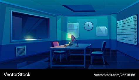 Interrogation room in police station interior Vector Image