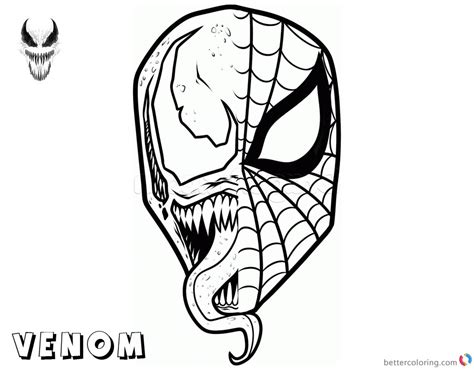 Venom Coloring Pages Spiderman x Venom Mask - Free Printable Coloring Pages