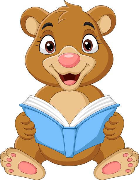 Cartoon baby bear reading a book 5165147 Vector Art at Vecteezy