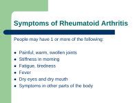 (PDF) Introduction to Rheumatoid Arthritis · zIn Patients who have come to treatment years after ...