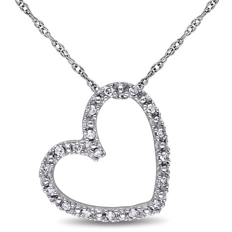 10k White Gold 0.10 CTTW Diamond Heart Pendant