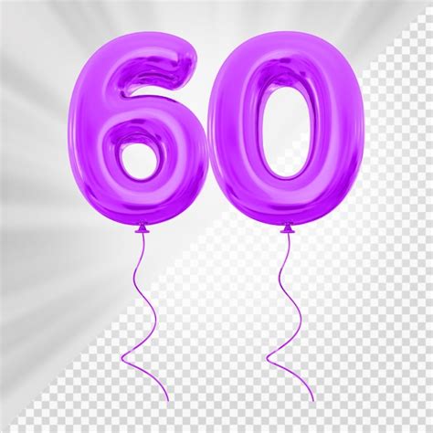 Premium PSD | 60purple balloon number