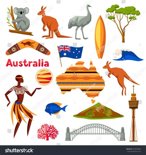 Australia icons set. Australian traditional symbols and objects. #Sponsored , #AFFILIATE, #set# ...