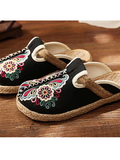 Women Retro Embroidered Casual Floral Shoes – BUYKUD