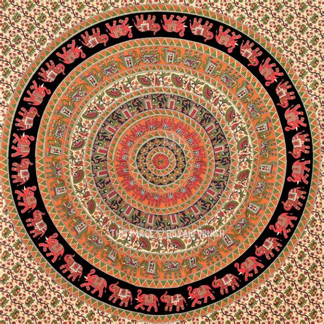 Multi Small Bohemian Elephant Mandala Wall Tapestry, Hippie Twin ...