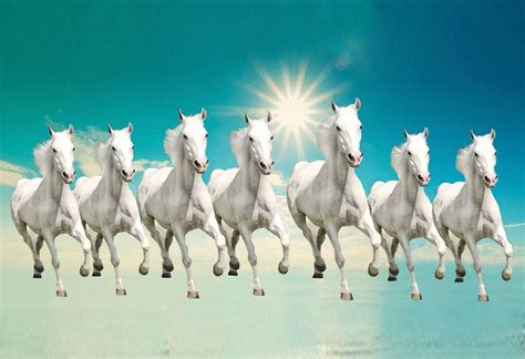 Buy wallpics Seven Lucky Running Horses Vastu Wallpapers Fully Waterproof Vinyl Sticker for ...