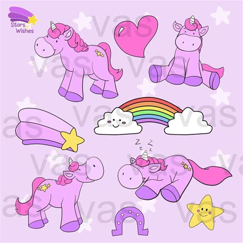 Unicorn Clip Art, Magical Clipart, Star Clipart, Rainbow, Clipart, Digital Clip Art, Unicorns ...