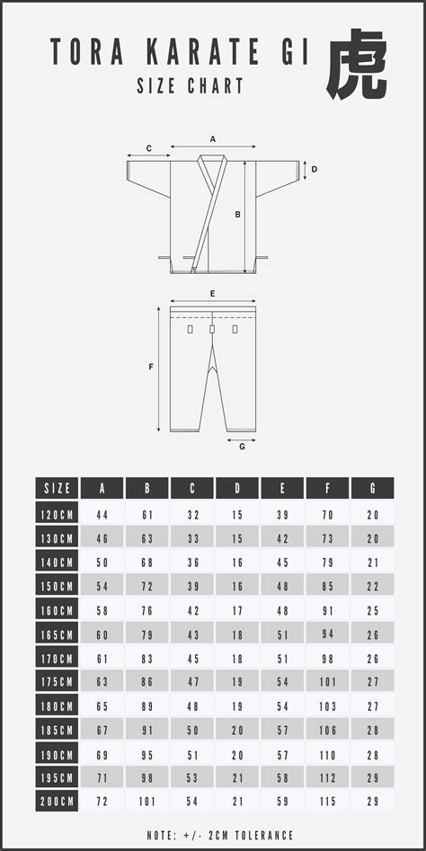 Karate Uniform Size Chart