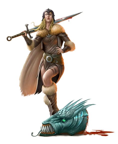 Female Human Barbarian Dragon Slayer - Pathfinder PFRPG DND D&D d20 fantasy | Female warrior art ...