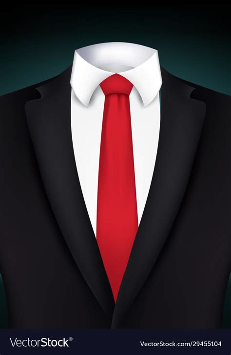 Black suit with red tie close view Royalty Free Vector Image