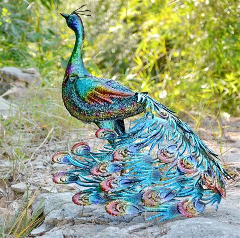 Outdoor Sculpture Craft Resin Metal Garden Decorative Peacock Statue - Buy Decorative Peacock ...