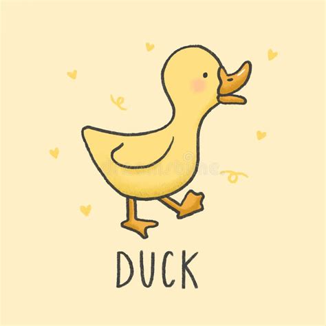 Cute Duck Cartoon Hand Drawn Style Stock Vector - Illustration of happy ...