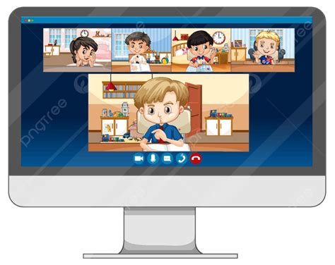 Online Student Video Chat Displayed On White Computer Screen Vector ...