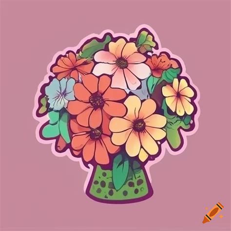 Cute floral bouquet sticker