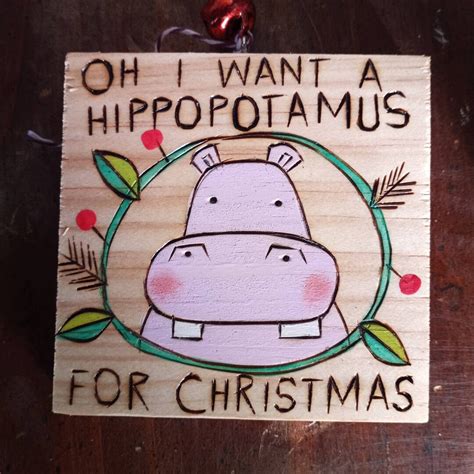 Wood Burned HIPPOPOTAMUS Christmas Ornament. Unique Gift Idea. - Etsy