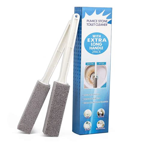 Buy 2 Pack Pumice Stone Brush Toilet Cleaner with Extra Long Handle ...