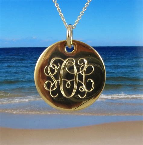 Gold Monogram Necklace 7/8 14K Gold Filled Disc by tiposcreations