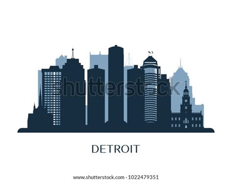 Detroit Skyline Monochrome Silhouette Vector Illustration Stock Vector ...