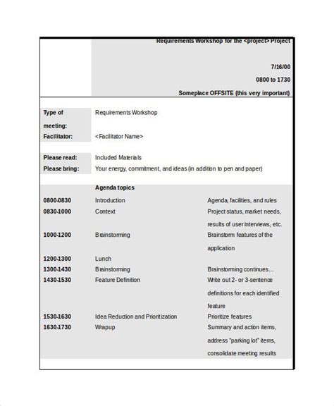 Workshop Agenda Template - 7+ Free Word, PDF Documents Download