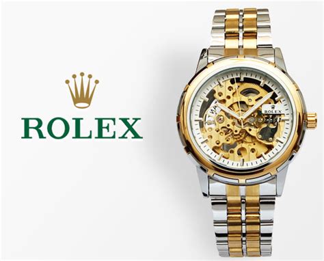 Rolex Skeleton Automatic Two-Tone Wrist Watch For Men