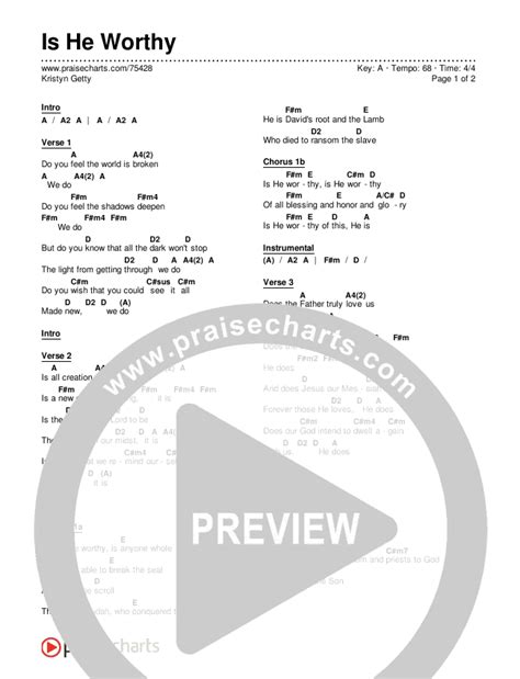 Is He Worthy Chords PDF (Keith & Kristyn Getty) - PraiseCharts