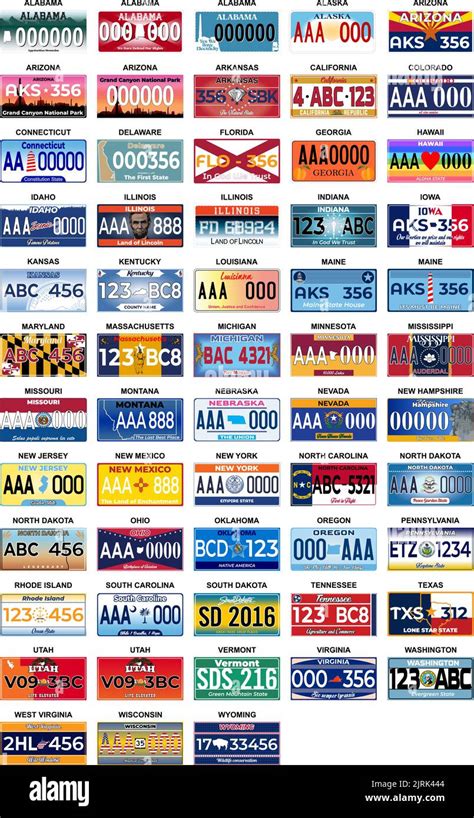 Complete Set 50 United States License Plates - All 50 USA States, Special Design And Regulation ...