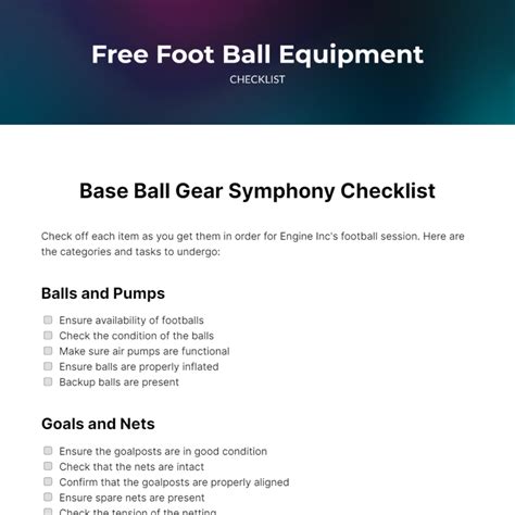 Free Foot Ball Equipment Checklist Template - Edit Online & Download | Template.net