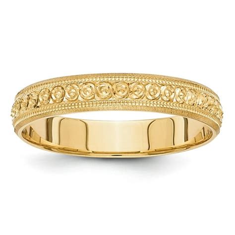 JewelryWeb - 14k Gold 3mm Design Etched Wedding Band Ring - Ring Size: 5 to 8 - Walmart.com ...