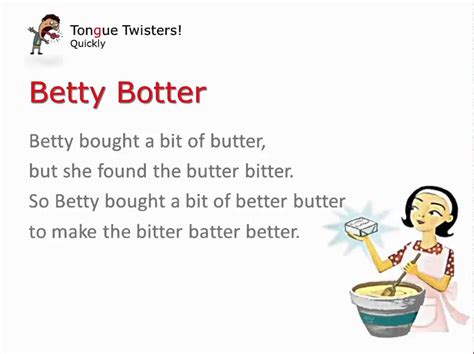 Betty Botter (quickly) Tongue Twister - YouTube