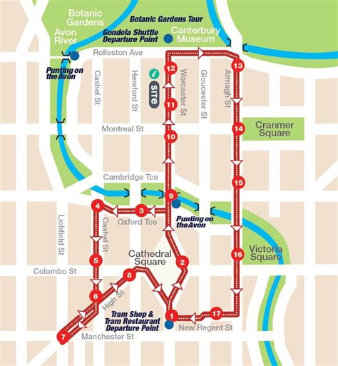 Christchurch Tram Route Map