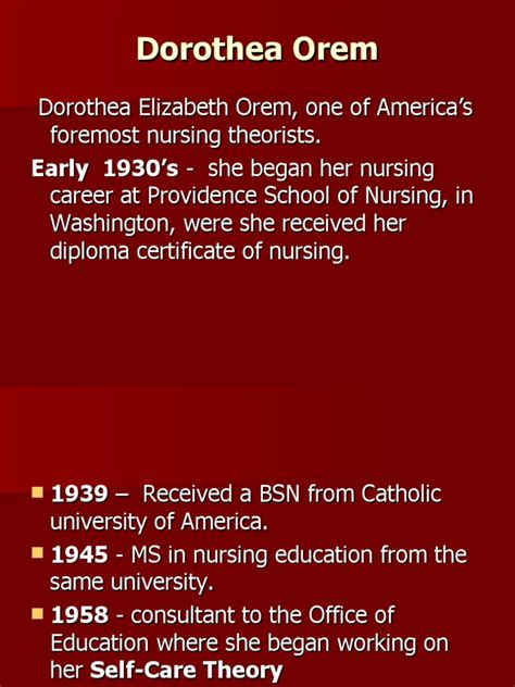 Dorothea Orem | PDF | Nursing | Psychology