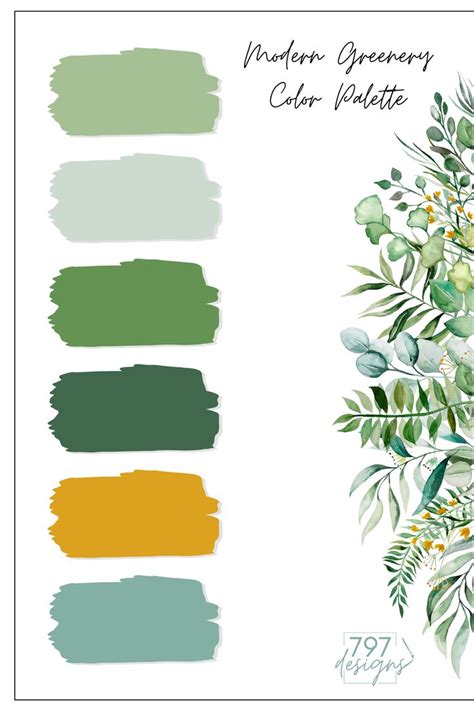 Modern Greenery Color Palette | Green color pallete, Green color ...