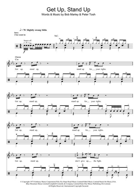 Get Up, Stand Up by Bob Marley Sheet Music for Drums at Sheet Music Direct