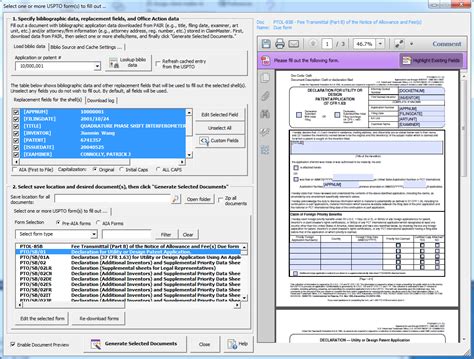 Filling out USPTO Forms - ClaimMaster Software